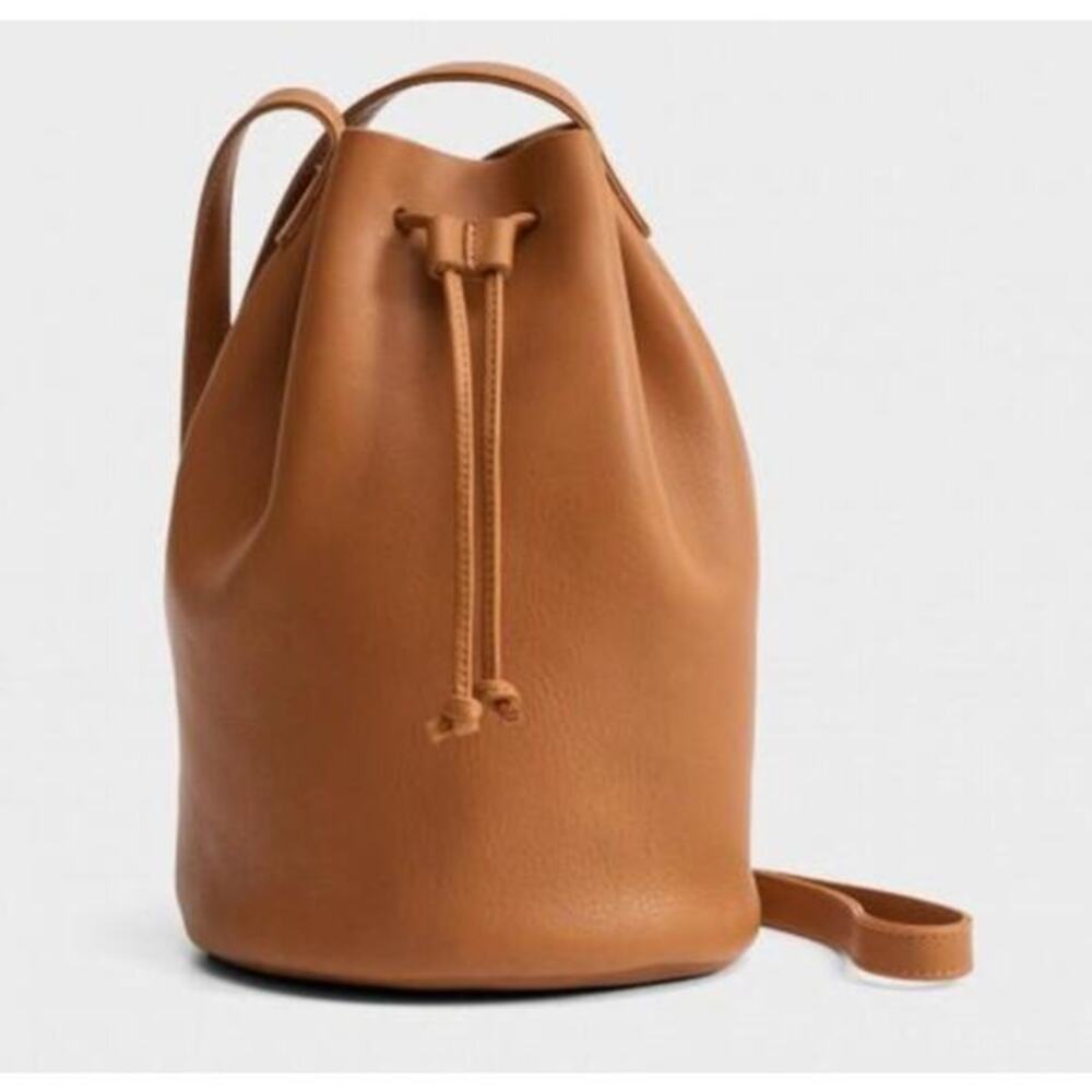 Baggu brown leather bucket bag